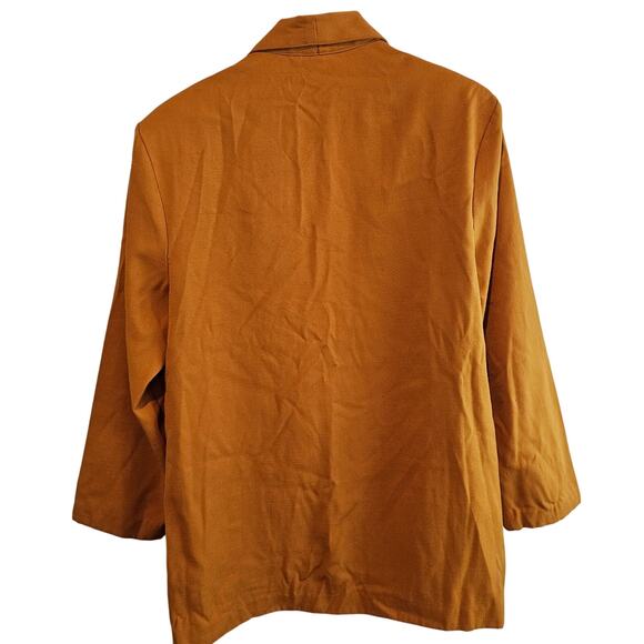 Vintage Blazer Women Size 18 Brown 90s Fitted Glam Rock Preppy Going Out Neutral - Picture 2 of 10